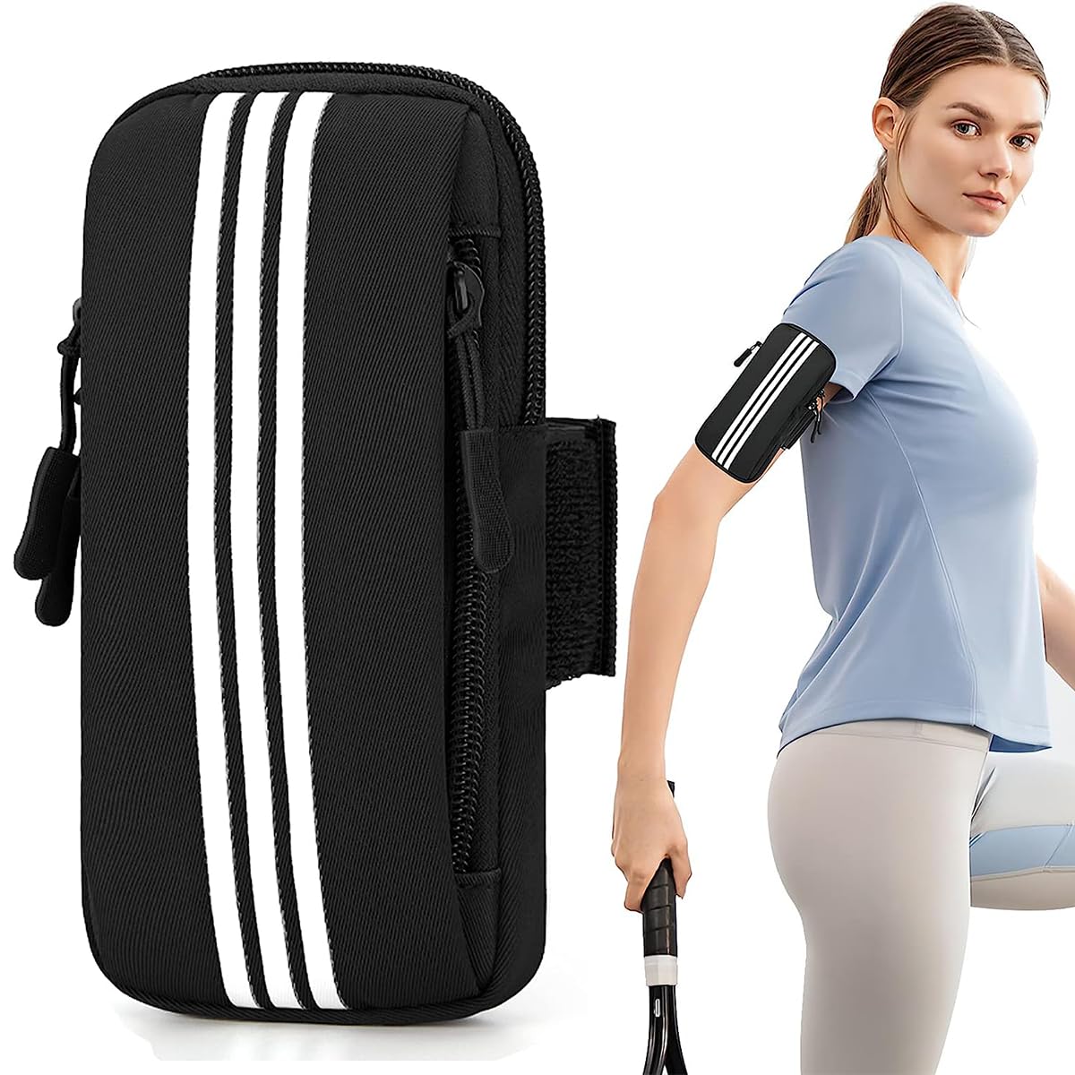 Optifit Armband for Mobile Phone Running with Luminous, Waterproof Phone Holder for Running for iPhone 14 PRO MAX/13/12, Dual Layer Large Capacity Arm Band with Card Holder for Within 7in 's Mobile Optifit Armband for Mobile Phone Running with Luminous, Waterproof Phone Holder for Running for iPhone 14 PRO MAX/13/12, Dual Layer Large Capacity Arm Band with Card Holder for Within 7in 's Mobile